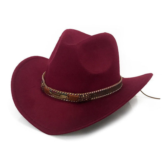 Fashion Metal Leaf Belt Cowboy Hat - Urban Caps