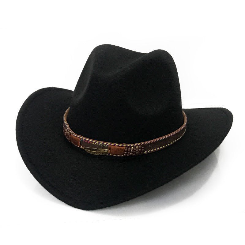 Fashion Metal Leaf Belt Cowboy Hat - Urban Caps