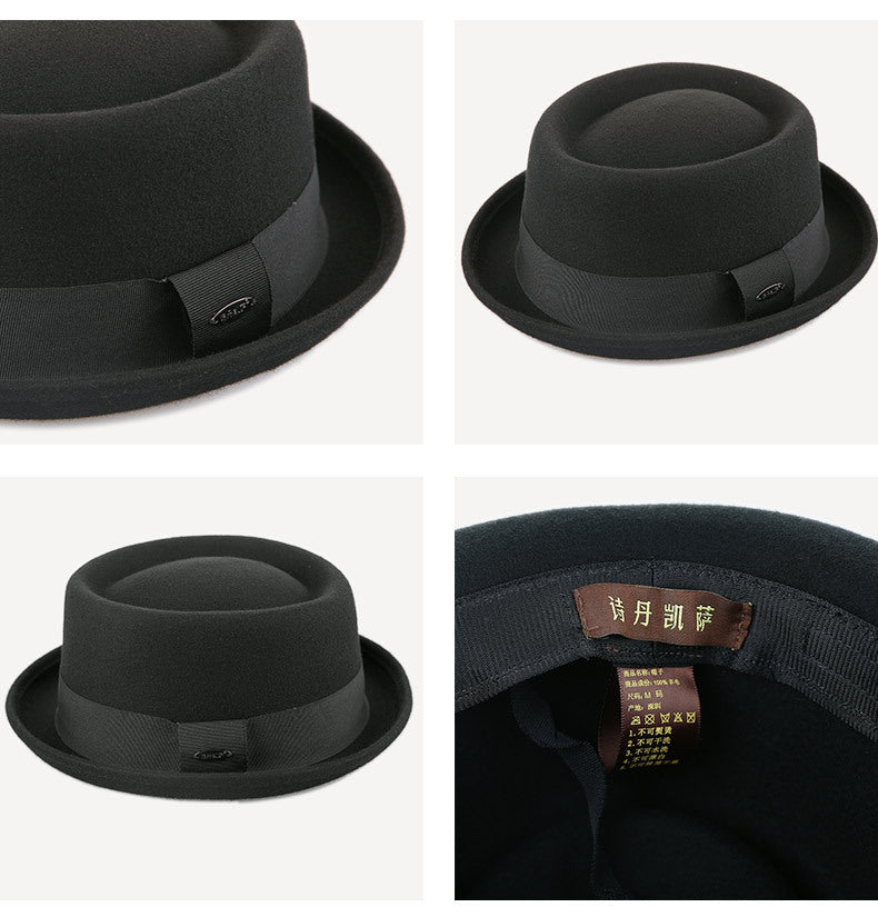 Fashionable And Simple Men's Warm Fashion Woolen Fedoras Hat - Urban Caps
