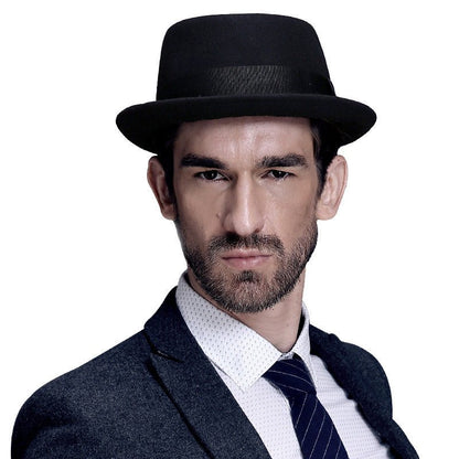 Fashionable And Simple Men's Warm Fashion Woolen Fedoras Hat - Urban Caps