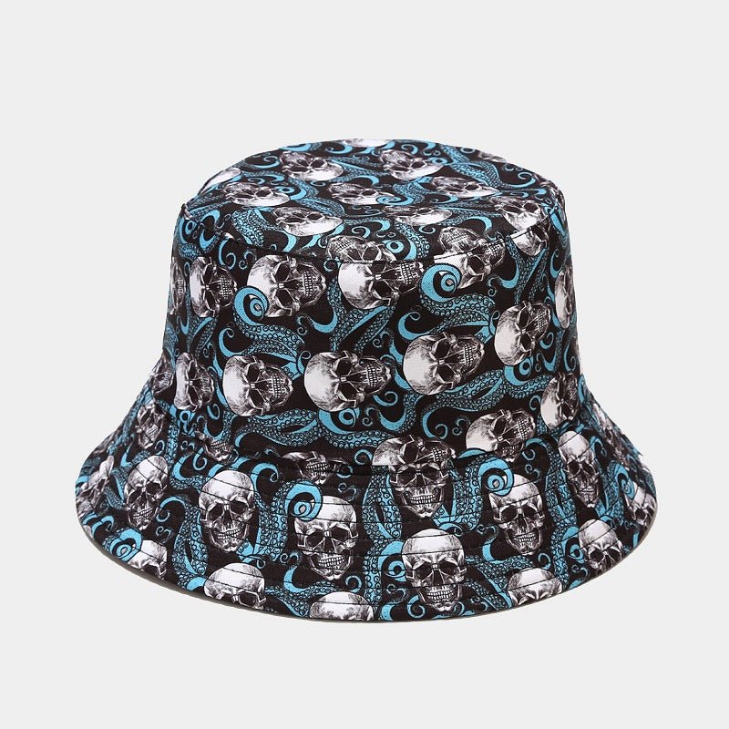 Fashionable Sunshade Skull Pattern Double-sided Bucket Hat - Urban Caps