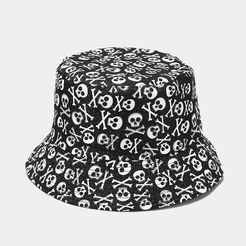 Fashionable Sunshade Skull Pattern Double-sided Bucket Hat - Urban Caps