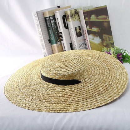 Flat Top Big Brim Straw Hat - Urban Caps