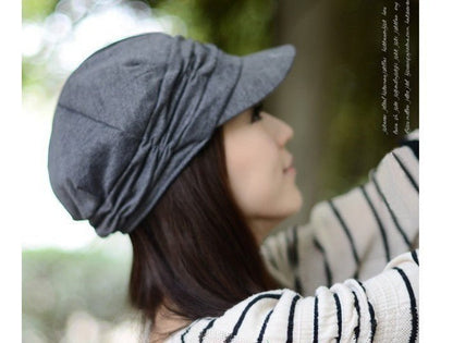 Flat Top Duck Tongue Pleated Beret Flat Cap - Urban Caps