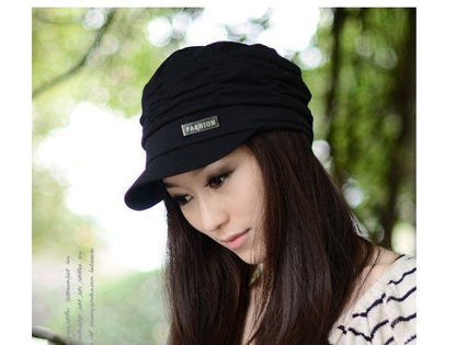 Flat Top Duck Tongue Pleated Beret Flat Cap - Urban Caps