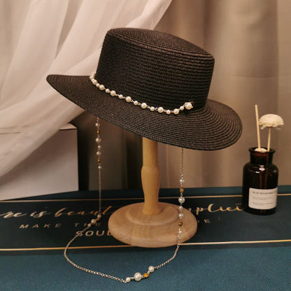 French Retro Pearl Chain Flat Travel Hat - Urban Caps