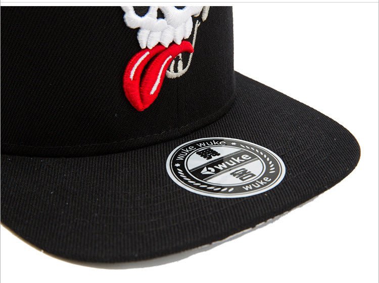 Hip Hop Flat-edge Fashion Skull Embroidery Baseball Cap Flat Cap - Urban Caps