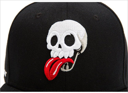 Hip Hop Flat-edge Fashion Skull Embroidery Baseball Cap Flat Cap - Urban Caps