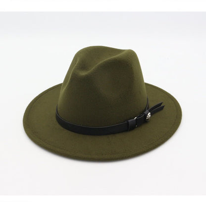 Jazz Flat Brim Felt Straight Brim Hat Fedoras Hat - Urban Caps