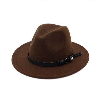 Jazz Flat Brim Felt Straight Brim Hat Fedoras Hat - Urban Caps