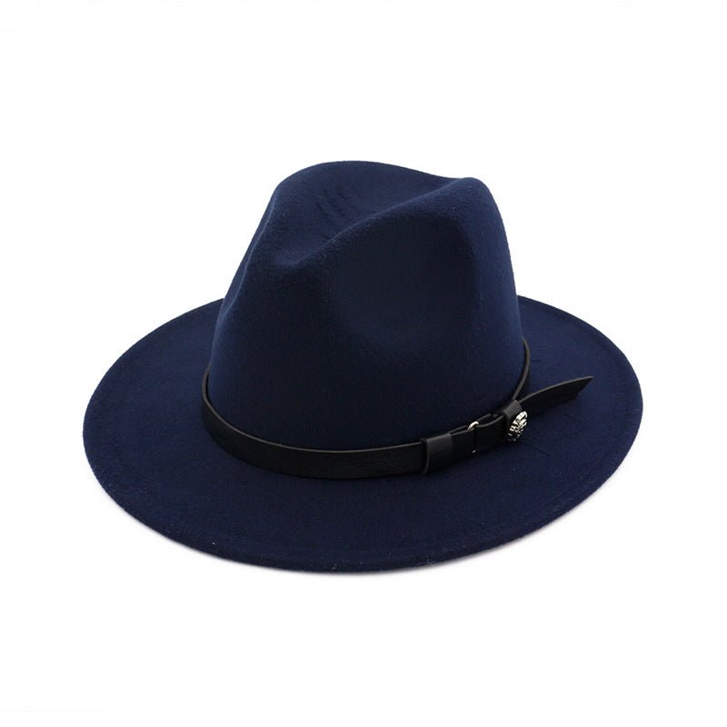 Jazz Flat Brim Felt Straight Brim Hat Fedoras Hat - Urban Caps