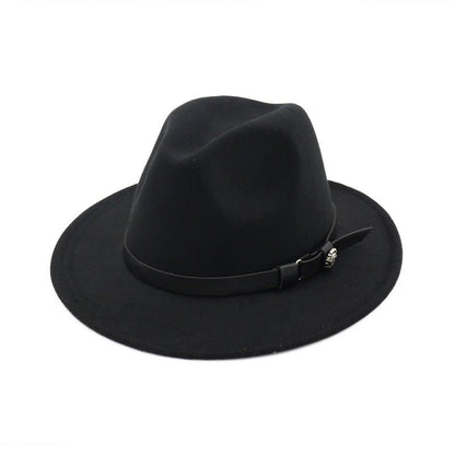 Jazz Flat Brim Felt Straight Brim Hat Fedoras Hat - Urban Caps