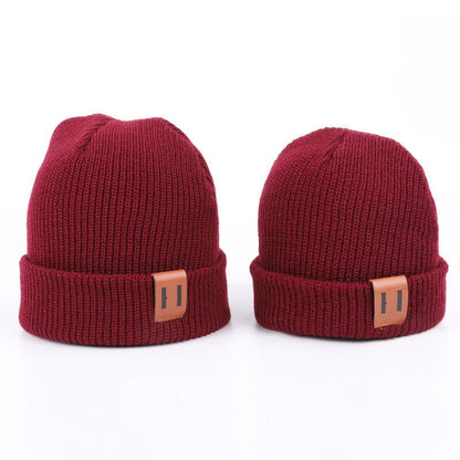 Leather Standard Solid Color Thermal Baby Knitted Cap Beanies - Urban Caps
