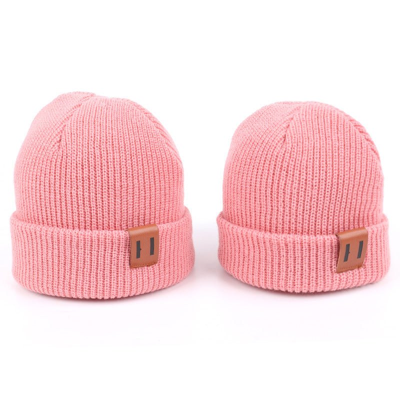 Leather Standard Solid Color Thermal Baby Knitted Cap Beanies - Urban Caps