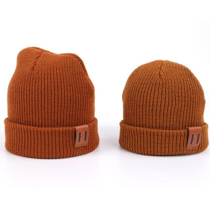 Leather Standard Solid Color Thermal Baby Knitted Cap Beanies - Urban Caps