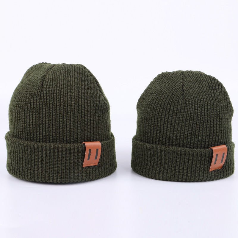 Leather Standard Solid Color Thermal Baby Knitted Cap Beanies - Urban Caps