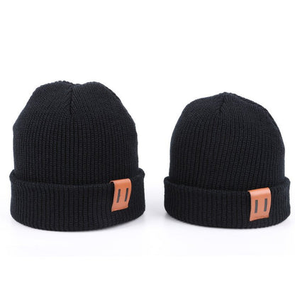 Leather Standard Solid Color Thermal Baby Knitted Cap Beanies - Urban Caps