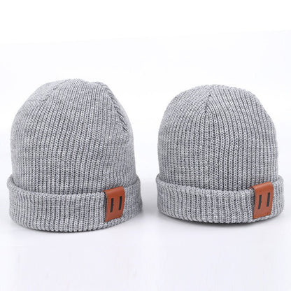 Leather Standard Solid Color Thermal Baby Knitted Cap Beanies - Urban Caps