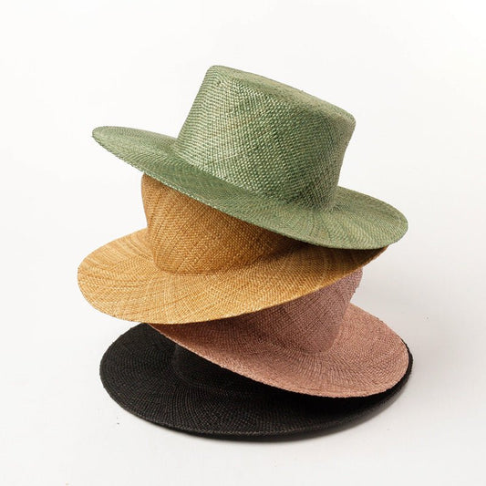 Light Body Dyed Treasure Grass Flat Top Bowler Hat - Urban Caps