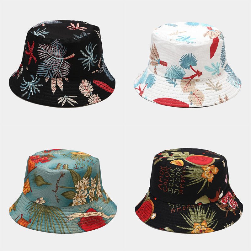 Marine Plant Pattern Double-sided Fisherman Hat Fedoras Hat - Urban Caps