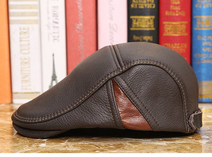 Men's Leather Cap Flat Cap - Urban Caps