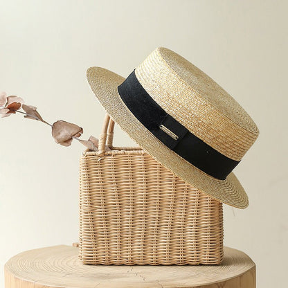 Net Red Flat-Top Straw Hat - Urban Caps