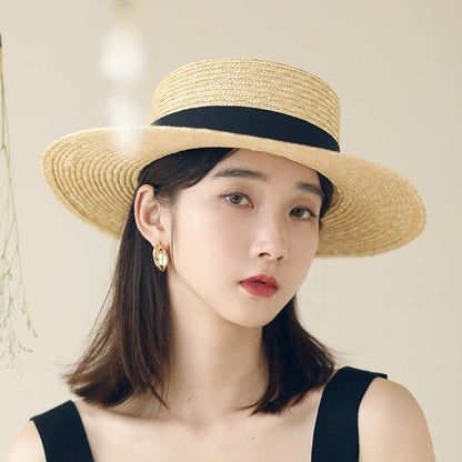 Net Red Flat-Top Straw Hat - Urban Caps