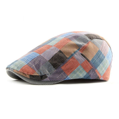 Peaked Cap Women British Checkered Beret Flat Cap - Urban Caps