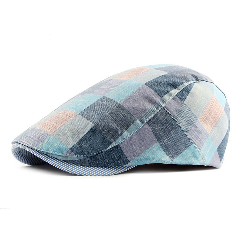 Peaked Cap Women British Checkered Beret Flat Cap - Urban Caps