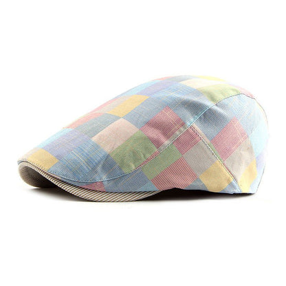 Peaked Cap Women British Checkered Beret Flat Cap - Urban Caps