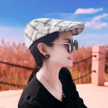 Plaid Sunscreen Flat Cap - Urban Caps