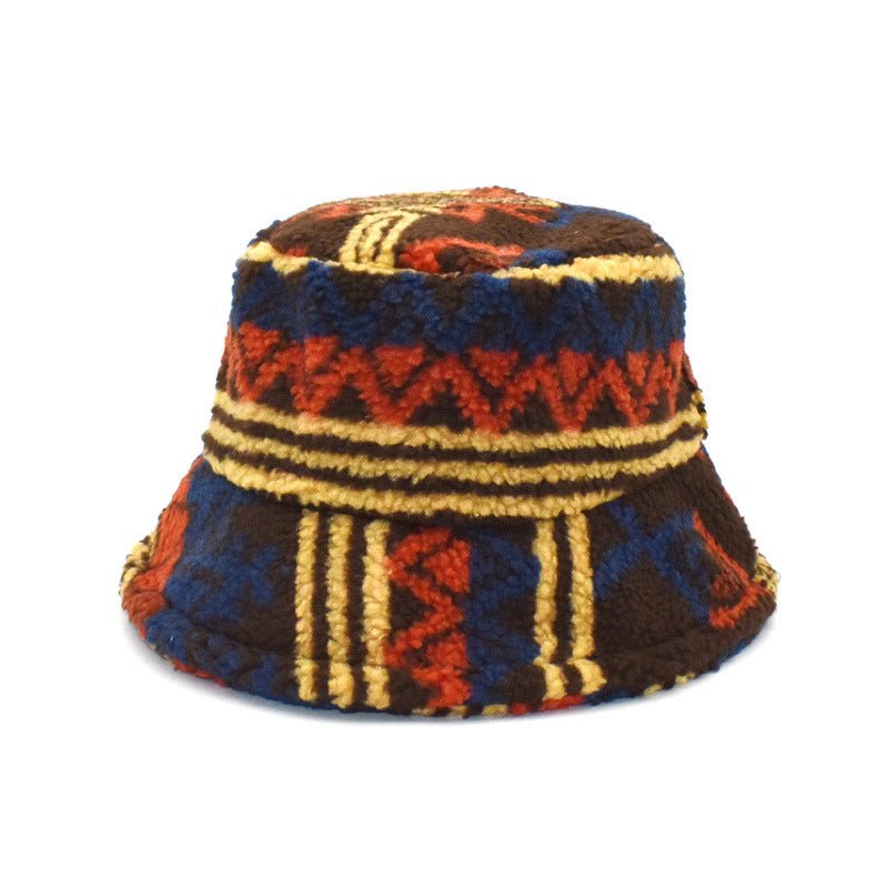 Plush Fisherman Women's Fashion Plaid Warm Basin Hat Fedoras Hat - Urban Caps