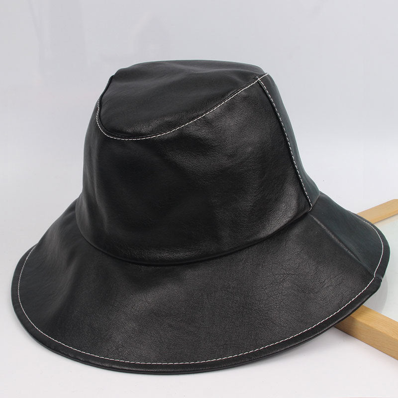 PU Big Brim Fisherman Hat Soft Leather Cowboy Hat - Urban Caps