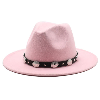 Retro Top Hat With Metal Belt Jazz Hat Fedoras Hat - Urban Caps