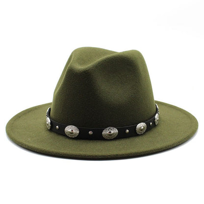 Retro Top Hat With Metal Belt Jazz Hat Fedoras Hat - Urban Caps
