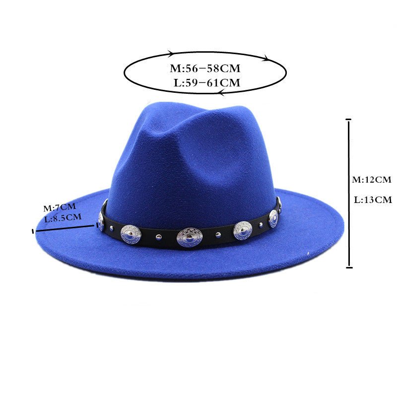 Retro Top Hat With Metal Belt Jazz Hat Fedoras Hat - Urban Caps