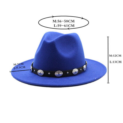 Retro Top Hat With Metal Belt Jazz Hat Fedoras Hat - Urban Caps