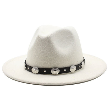 Retro Top Hat With Metal Belt Jazz Hat Fedoras Hat - Urban Caps