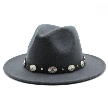 Retro Top Hat With Metal Belt Jazz Hat Fedoras Hat - Urban Caps
