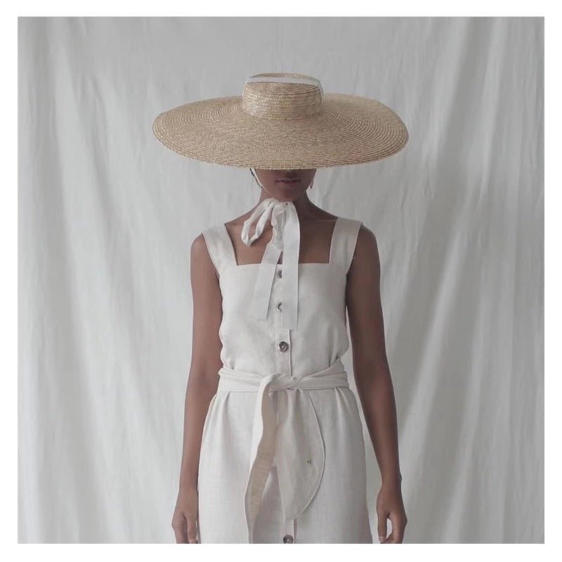 Simple And Fashionable Strappy Straw Bucket Hat - Urban Caps