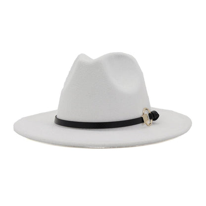 Simple Belt Flat Brim And Big Rim All-match Jazz Hat Fedoras Hat - Urban Caps