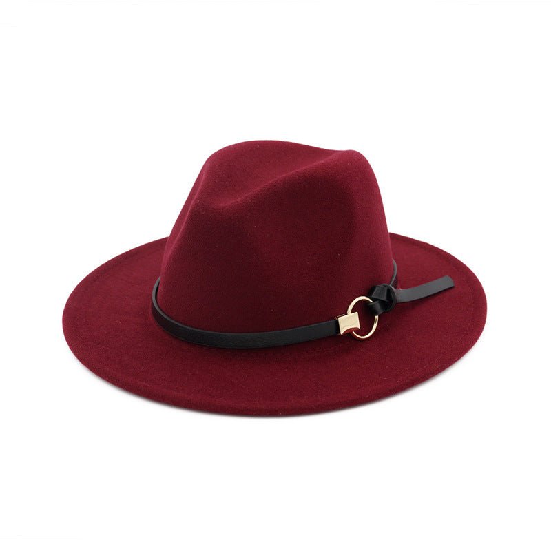 Simple Belt Flat Brim And Big Rim All-match Jazz Hat Fedoras Hat ...