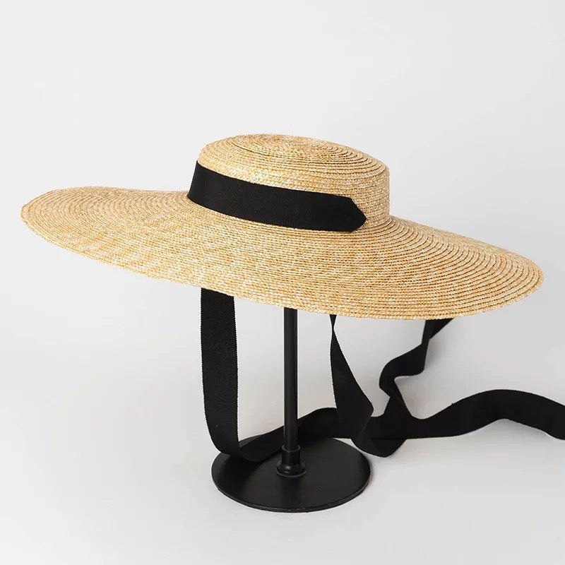 Simple Fashion Strap Straw Flat Top Straw Hat Travel Hat - Urban Caps