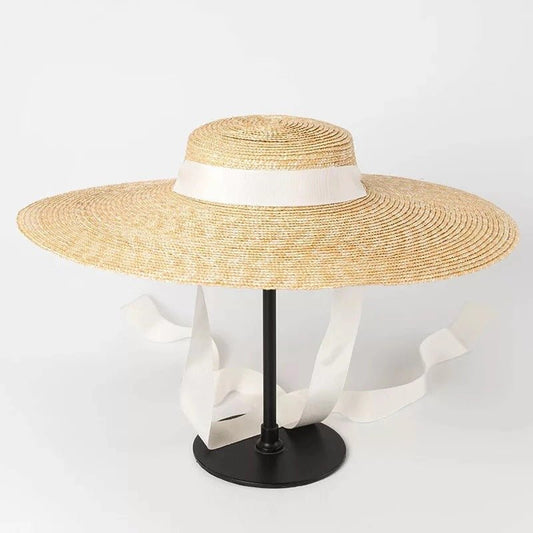 Simple Fashion Strap Straw Flat Top Straw Hat Travel Hat - Urban Caps
