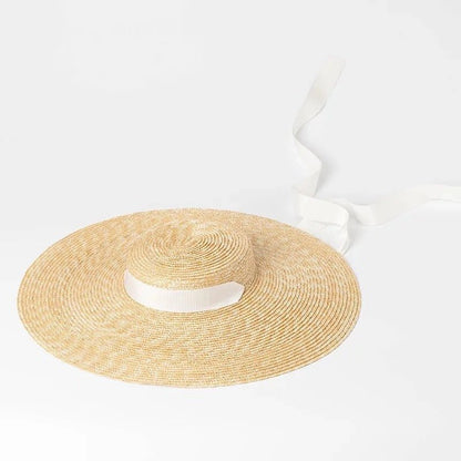 Simple Fashion Strap Straw Flat Top Straw Hat Travel Hat - Urban Caps
