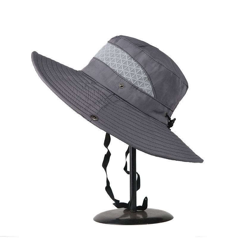 Solid Color Men'S Sun Outdoor Fishing Hat Wide Eaves Uv Proof Beach Women'S Bucket Hat - Urban Caps