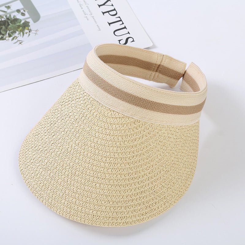 Solid Color Sun Hat Beach Outing Straw Hat - Urban Caps