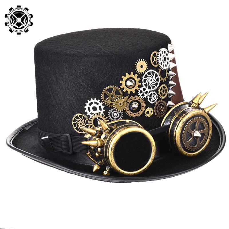 Steampunk Hat Gear Punk Rivet Hat Gothic Glasses Magic Hat Fedoras Hat - Urban Caps