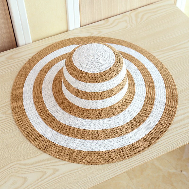 Striped Beach Hat Sun Visor Straw Hat - Urban Caps