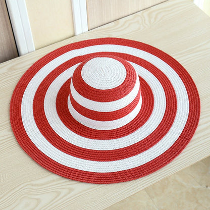 Striped Beach Hat Sun Visor Straw Hat - Urban Caps